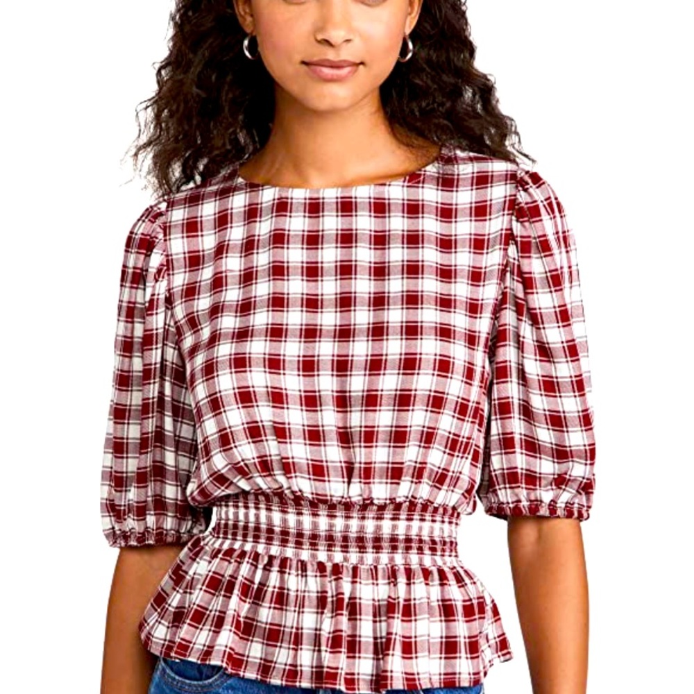 Red white peplum blouse , Steve Madden, BB Dakota